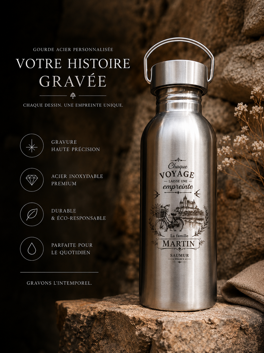 Gourde personnalisée « Caterina à Saumur »