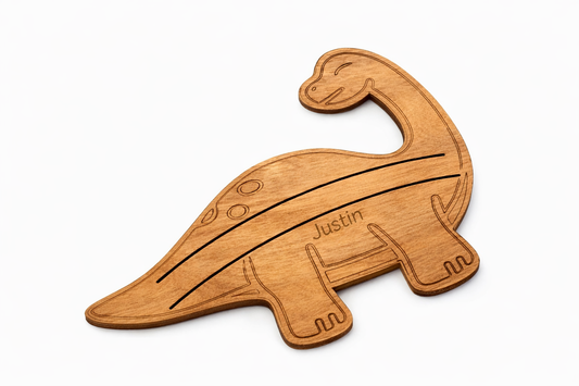 🦕 Support à cartes enfant personnalisé – Dinosaure en bois